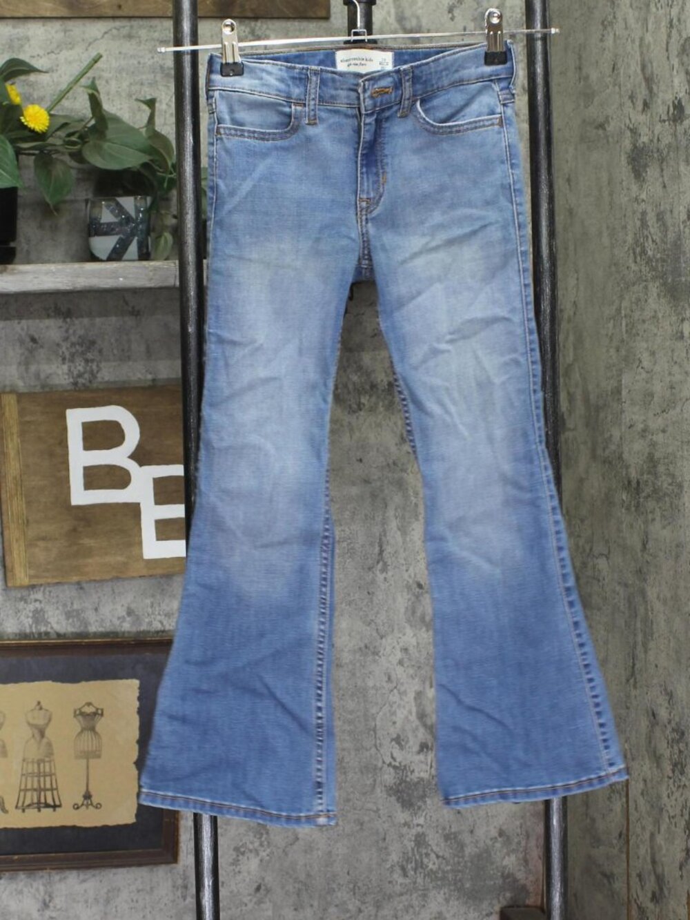 Abercrombie Kids Girls Flare Leg Snap Front Jeans Blue 7/8